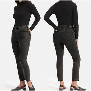 Everlane High Rise Slim Straight Jean 27 Ankle Washed Black‎